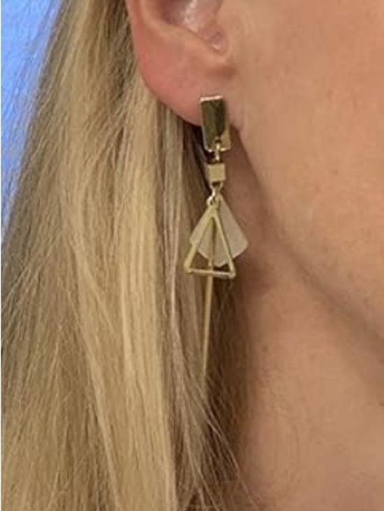 Anthropologie Jewelry - New Anthropologie Gold and White Geometric Drop Earrings